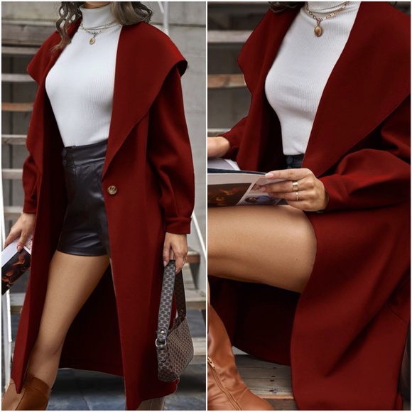 fall long waterfall button trench peacoat grey - Picture 4 of 8